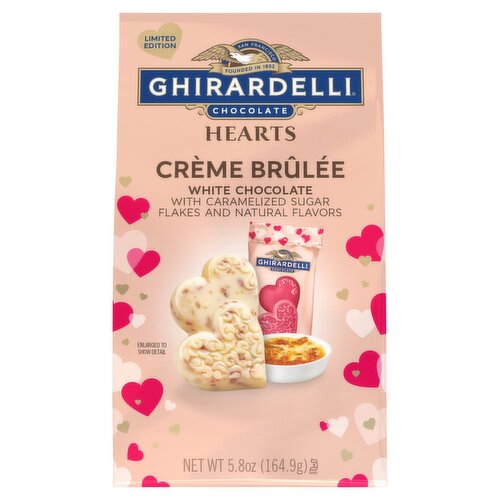 Ghirardelli Chocolate Crème Brûlée White Chocolate Hearts Limited Edition, 5.8 oz