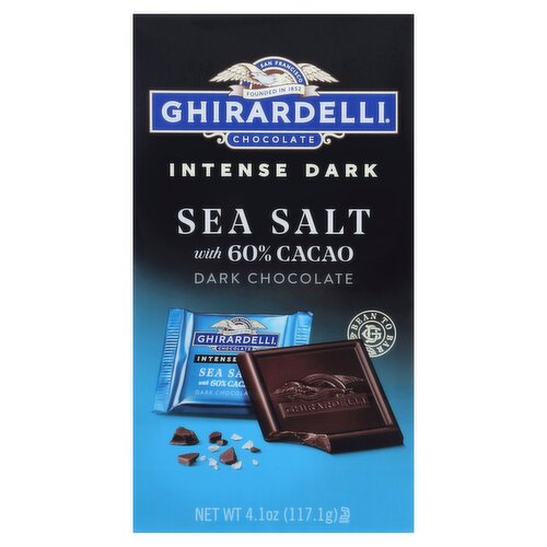 GHIRARDELLI Intense Dark Chocolate Squares, Sea Salt 60% Cacao, 4.1 Oz Bag