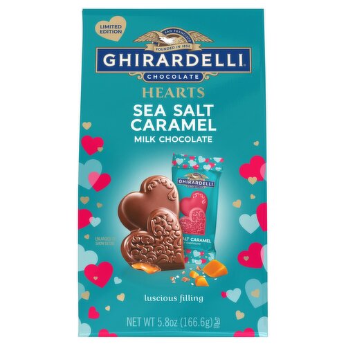 Ghirardelli Chocolate Sea Salt Caramel Milk Chocolate Hearts Limited Edition, 5.8 oz