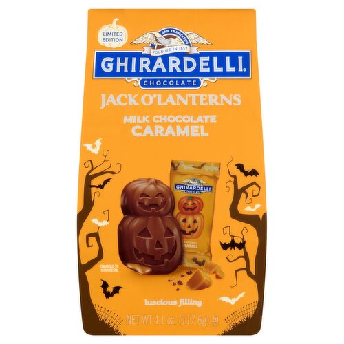 Ghirardelli Chocolate Jack O'lanterns Caramel Milk Chocolate Limited Edition, 4.1 oz