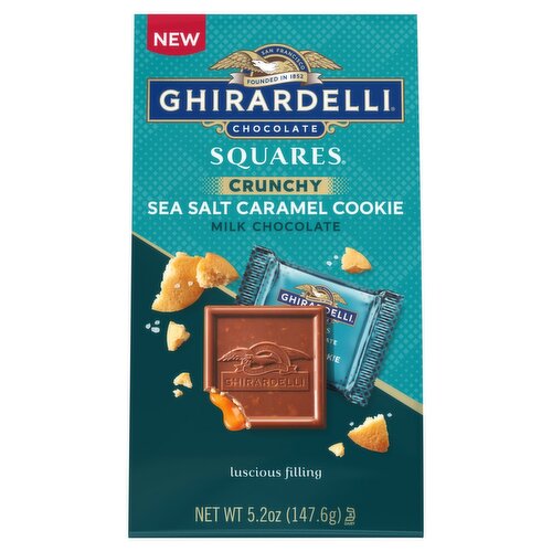 Ghirardelli Chocolate Squares Crunchy Sea Salt Caramel Cookie Milk Chocolate, 5.2 oz