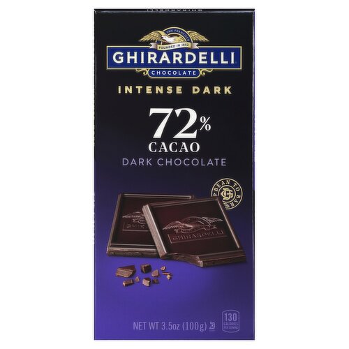 GHIRARDELLI Intense Dark Chocolate Bar, 72% Cacao, 3.5 Oz Bar