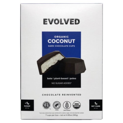 Evolved Organic Coconut Dark Chocolate Cups, 7 count, 4.93 oz