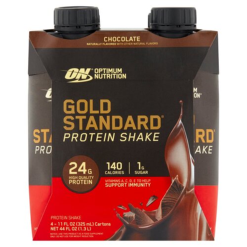 Optimum Nutrition Gold Standard Chocolate Protein Shake, 11 fl oz, 4 count