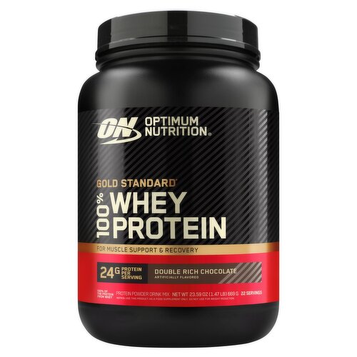 Optimum Nutrition Double Rich Chocolate Gold Standard 100% Whey Protein Powder Drink Mix, 24.05 oz