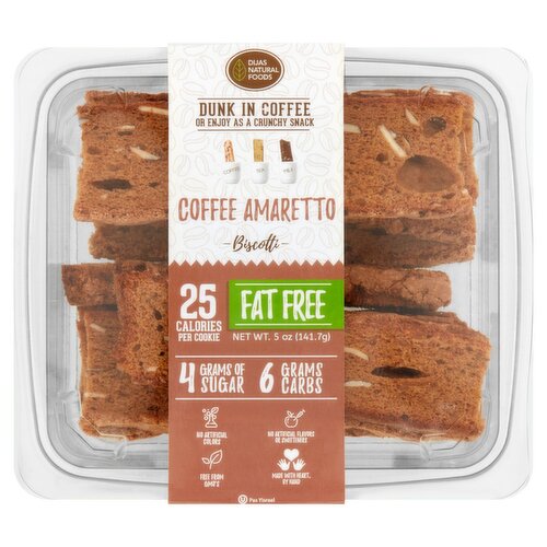 Dijas Natural Foods Fat Free Coffee Amaretto Biscotti, 5 oz