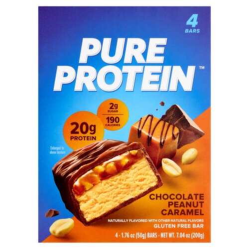 Pure Protein Chocolate Peanut Caramel Gluten Free Bars, 1.75 oz, 4 count
