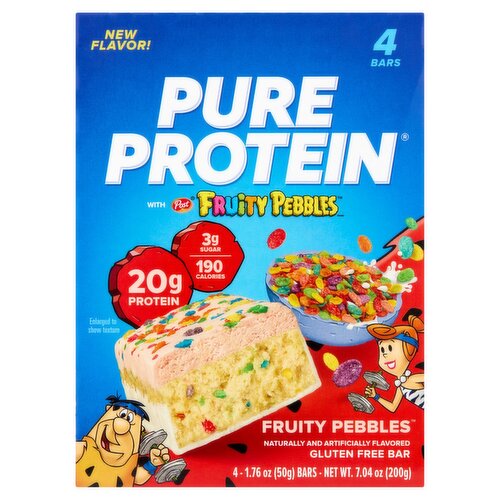 Pure Protein with Post Fruity Pebbles Gluten Free Bar, 1.76 oz, 4 count