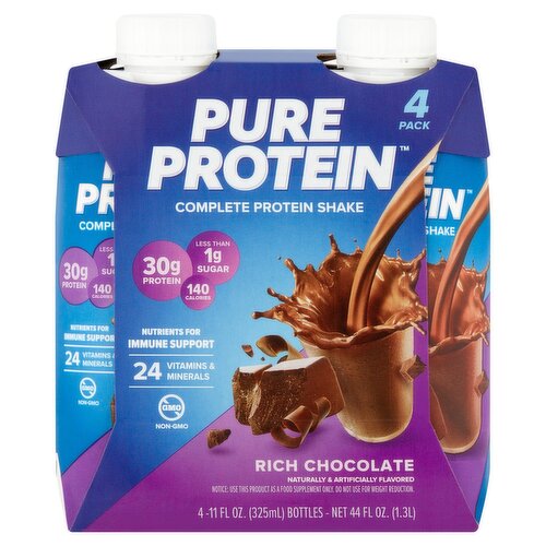 Pure Protein Rich Chocolate Complete Protein Shake, 11 fl oz, 4 count