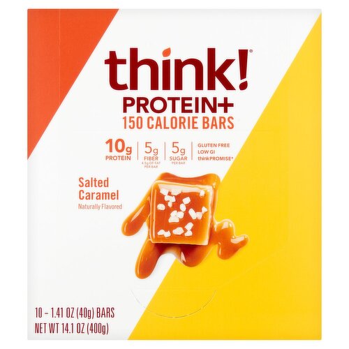 Think! Salted Caramel Protein+ 150 Calorie Bars, 1.41 oz, 10 count