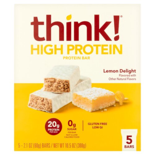 Think! Lemon Delight High Protein Bar, 2.1 oz, 5 count