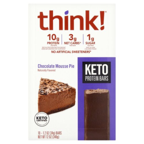 Think! Chocolate Mousse Pie Keto Protein Bars, 10 count