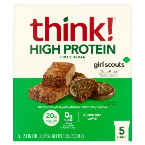 Think! Girl Scouts Thin Mints High Protein Bar, 2.1 oz, 5 count