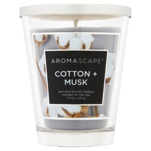 Aromascape Cotton + Musk Soy Wax Blend Candle, 11.5 oz