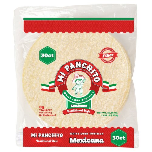 Mi Panchito Traditional Style White Corn Tortilla Mexicana, 30 count, 24.86 oz