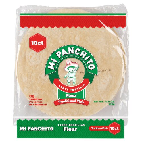 Mi Panchito Traditional Style Flour Large Tortilla, 10 count, 14.81 oz