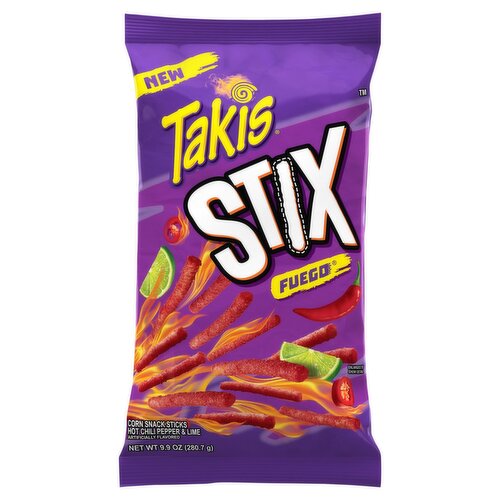 Takis Stix Fuego Hot Chili Pepper & Lime Corn Snack Sticks, 9.9 oz