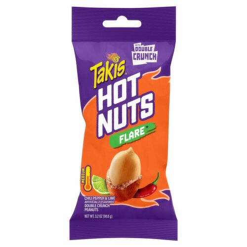 Takis Hot Nuts Flare Chili Pepper & Lime Double Crunch Peanuts, 3.2 oz