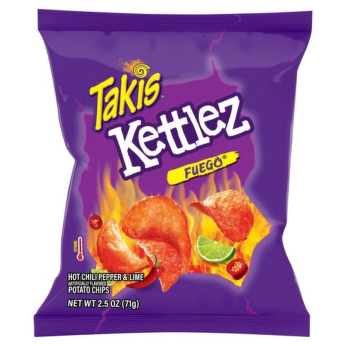 Takis Kettlez Fuego Hot Chili Pepper & Lime Potato Chips, 2.5 oz