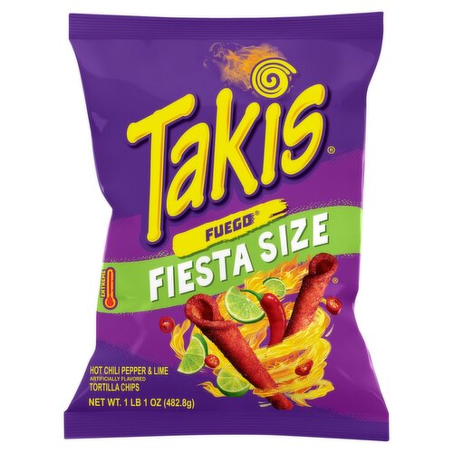 Takis Fuego Hot Chili Pepper & Lime Tortilla Chips Fiesta Size, 1 lb 1 oz