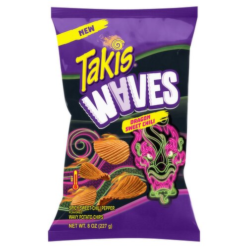 Takis Waves Dragon Spicy Sweet Chili Pepper Flavored Wavy Potato Chips, 8 oz