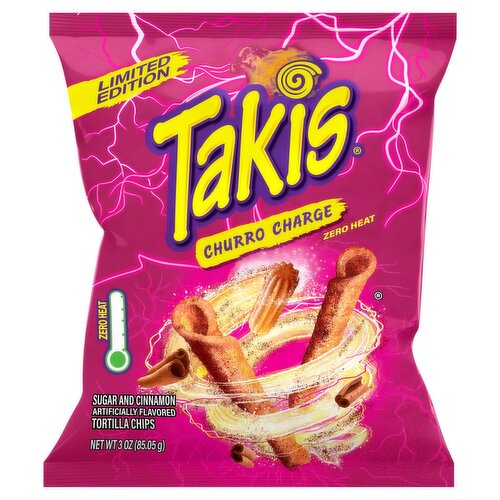 Takis Churro Charge Sugar and Cinnamon Tortilla Chips Limited Edition, 3 oz
