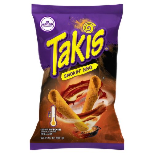 Takis Smokin' BBQ Barbecue Baby Back Ribs Tortilla Chips, 9.9 oz