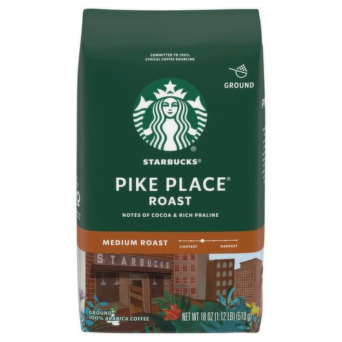 Starbucks Pike Place Medium Roast Ground Coffee, 18 oz