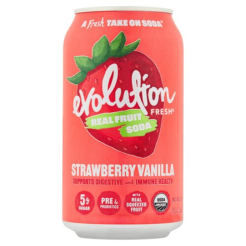 Evolution Fresh Real Fruit Strawberry Vanilla Functional Soda, 12 fl oz