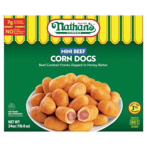 Nathan's Famous Mini Beef Corn Dogs, 24 oz
