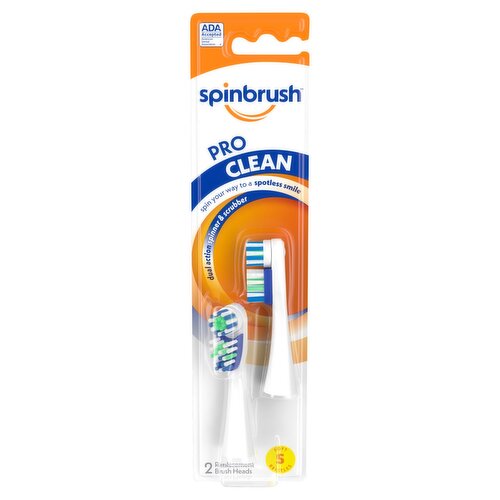 Spinbrush Pro Clean Soft Replacement Brush Heads, Age 3+, 2 count