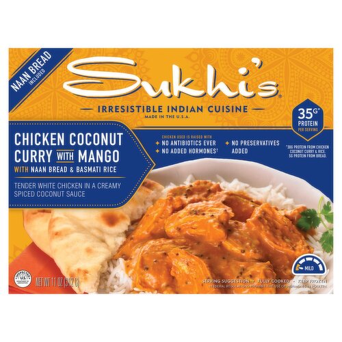 Sukhi's Chicken Coconut Curry with Mango with Naan Bread & Basmati Rice, 11 oz