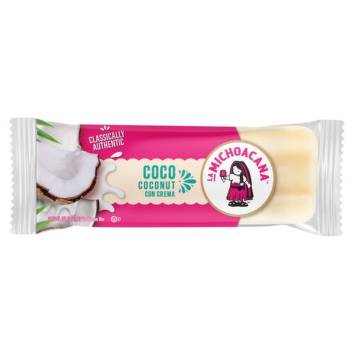 La Michoacana Coconut Con Crema Ice Cream Bar, 3.75 fl oz