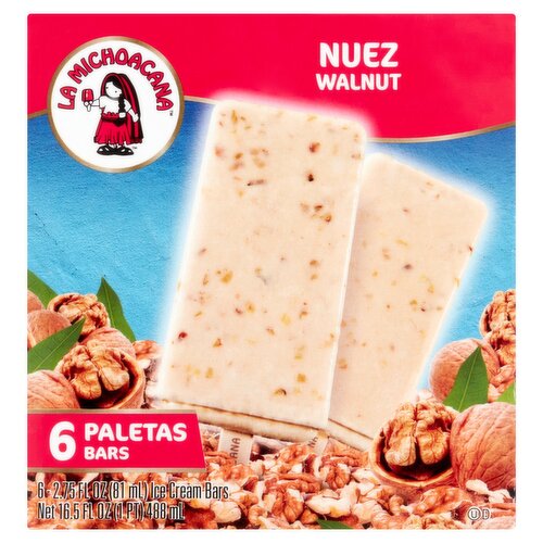 La Michoacana Walnut Ice Cream Bars, 2.75 fl oz, 6 count