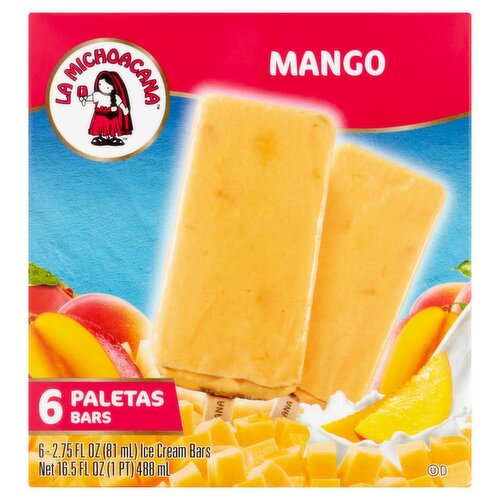 La Michoacana Mango Ice Cream Bars, 2.75 fl oz, 6 count