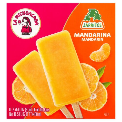 La Michoacana Mandarin Fruit Ice Bars, 2.75 fl oz, 6 count