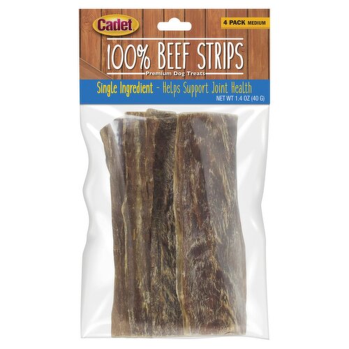 Cadet 100% Beef Strips Premium Dog Treats, Medium, 4 count, 1.4 oz