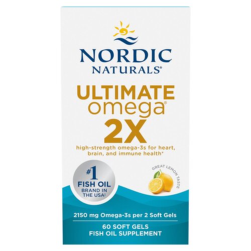 Nordic Naturals Lemon Taste Ultimate Omega 2x Fish Oil Supplement, 60 count