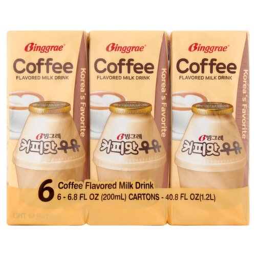 Binggrae Coffee Flavored Milk Drink, 6.8 fl oz, 6 count