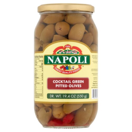 Napoli Cocktail Green Pitted Olives, 550 g