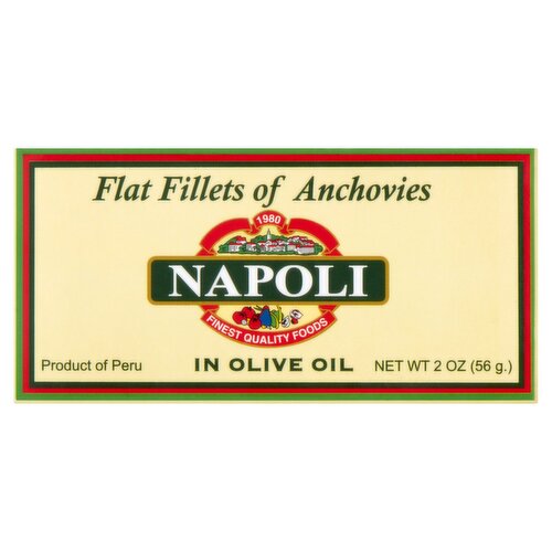 Napoli Flat Fillets of Anchovies in Olive Oil, 2 oz