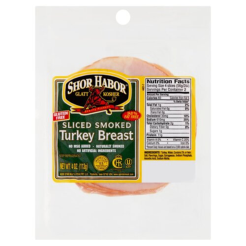 Shor Habor Sliced Smoked Turkey Breast, 4 oz