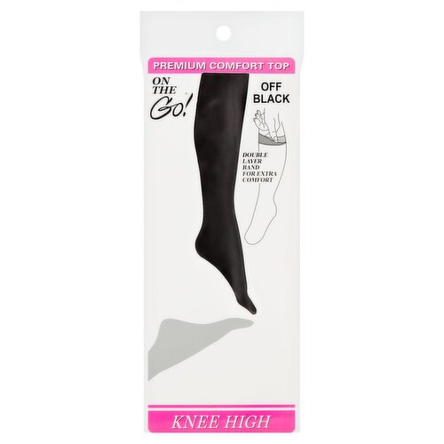 On The Go! Off Black Premium Comfort Top Knee Highs, 1 pair