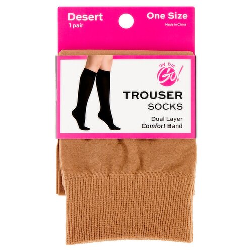 On the Go! Desert Trouser Socks, One Size, 1 pair