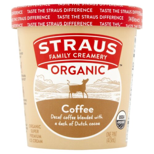 Straus Family Creamery Coffee Organic Super Premium Ice Cream, 1 pint