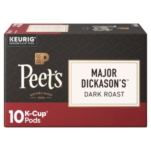 Peet's Major Dickason's Dark Roast Ground Arabica Coffee K-Cup Pods, 10 count, 4.4 oz