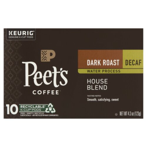 Peet s Coffee House Blend Dark Roast Decaf K Cup Pods 10 count 4.3 oz The Fresh Grocer