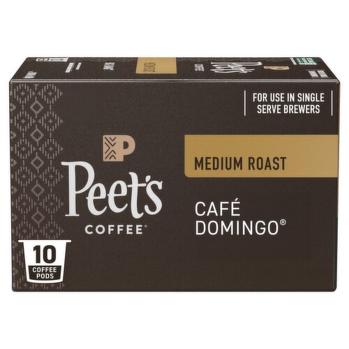 Peet's Coffee Café Domingo Medium Roast Coffee Pods, 10 count, 4.2 oz