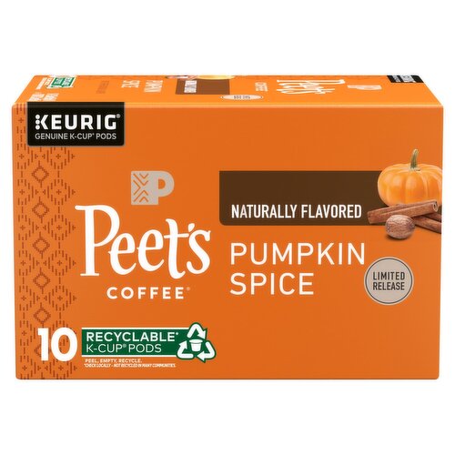 Peet's Coffee Pumpkin Spice K-Cup Pods, 0.33 oz, 10 count