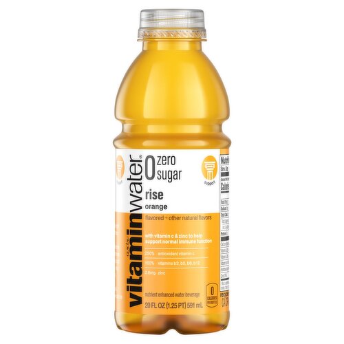 Vitaminwater Zero Sugar Rise Orange Nutrient Enhanced Water Beverage, 20 fl oz